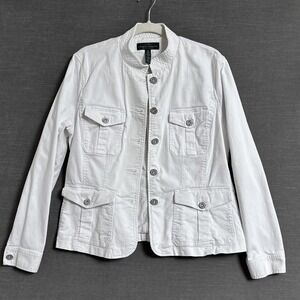 Lauren Ralph Lauren Jacket XL White Denim Utility Field Trucker Stretch Classic